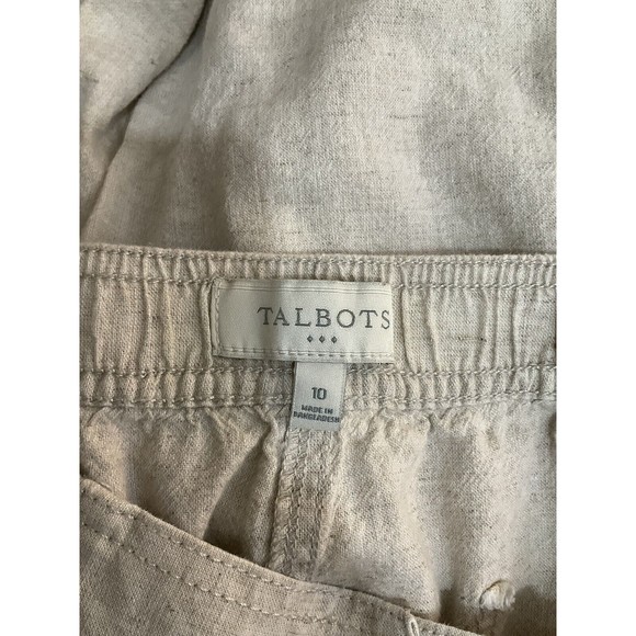 Talbots Womens Linen Blend Cropped Pants Size 10 Beige Coastal Minimalist Preppy - Picture 3 of 4